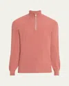 Brunello Cucinelli Men's Cotton Rib Half-zip Sweater In Grapefruit
