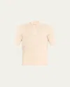 Brunello Cucinelli Men's Cotton Ribbed Polo Sweater In Beige