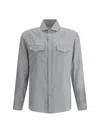 Brunello Cucinelli Cotton Shirt With Patch Pockets And Long Sleeves In Gray