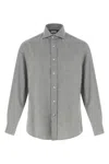 Brunello Cucinelli Long Sleeve Button-down Collar Cotton Shirt In Gray