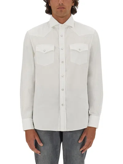 Brunello Cucinelli Men Cotton Shirt In White