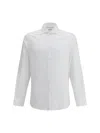 Brunello Cucinelli Linen Shirt With Back Yoke And Curved Hem In White