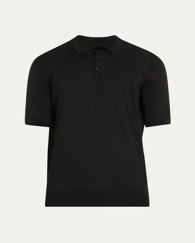 BRUNELLO CUCINELLI MEN'S COTTON-SILK POLO SHIRT