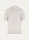 Brunello Cucinelli Men's Cotton-silk Polo Shirt In C1395 Lt Grey