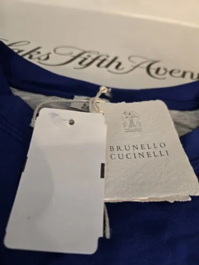 Pre-owned Brunello Cucinelli Men Cotton Size 46 Us T-shirt Blue Authentic Limited