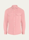 Brunello Cucinelli Men's Cotton Snap-front Western Shirt In Berry