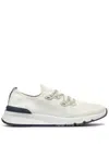 Brunello Cucinelli Mens Brand-embossed Knitted Low-top Trainers Beige