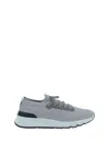 Brunello Cucinelli Breathable Low-profile Knitted Sneakers With Secure Lace-up Design In Gray