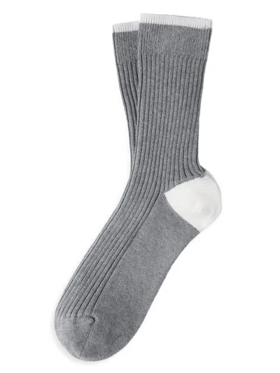 Brunello Cucinelli Cotton Ribbed Socks In Gray