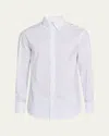 Brunello Cucinelli Men's Cotton Stripe Button-collar Sport Shirt In White/light Blue