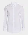 Brunello Cucinelli Men's Cotton Stripe Button-collar Sport Shirt In White/light Blue