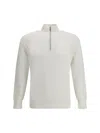 Brunello Cucinelli Men Cotton Sweater With A High Neckline In White