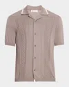 Brunello Cucinelli Men's Cotton Textured Short-sleeve Sweater In Black