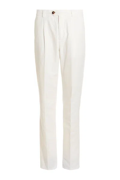 Brunello Cucinelli Men Cotton Trousers In White