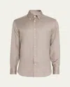 Brunello Cucinelli Men's Cotton Twill Casual Button-down Shirt In Khaki