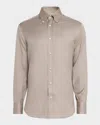 Brunello Cucinelli Men's Cotton Twill Casual Button-down Shirt In Khaki