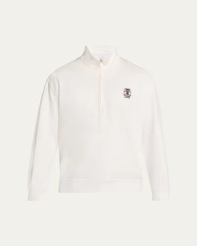 Brunello Cucinelli Men's Cotton-blend Quarter-zip Sweatshirt In White