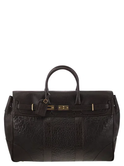 Brunello Cucinelli Men Country Leather Bag With Texture Grain In Multi