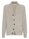 Brunello Cucinelli Men Cotton V-necked Cardigan In Neutral