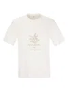 Brunello Cucinelli Men's Crew-neck Basic Fit Cotton Jersey T-shirt With Print In White