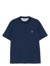 Brunello Cucinelli Classic Round Neck Cotton T-shirt In Avio