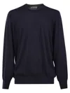 Brunello Cucinelli Men Crew-neck Sweater In Virgin Wool And Cashmere In Blue