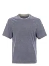 Brunello Cucinelli Crew-neck T-shirt In Linen And Cotton Jersey With Faux Layering In Gray