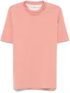 Brunello Cucinelli Light Red Cotton T-shirt With Embroidered Logo In Multicolor