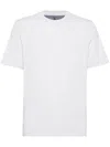Brunello Cucinelli White Cotton Faux Layering T-shirt In Multicolor