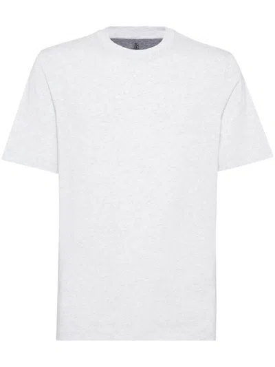 Brunello Cucinelli Men Crew-neck T-shirt In Pearl Grey