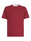 Brunello Cucinelli Coral Cotton Faux Layering T-shirt In Pink