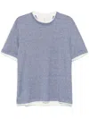 Brunello Cucinelli Men Crew-neck T-shirt With Faux-layering In Multicolor