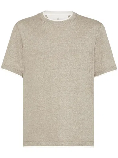 BRUNELLO CUCINELLI BRUNELLO CUCINELLI MEN T-SHIRT WITH FAUX-LAYERING