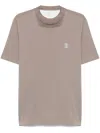 Brunello Cucinelli Men Crew Neck T-shirt With Printed Logo In Multicolor