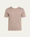 Brunello Cucinelli Men's Crewneck T-shirt With Tipping In Bark/off White