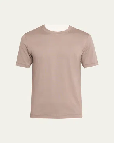 BRUNELLO CUCINELLI MEN'S CREWNECK T-SHIRT WITH TIPPING