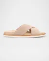 Brunello Cucinelli Men's Criss-cross Suede Slide Sandals In Brown