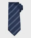 Brunello Cucinelli Men's Cross Stitch Stripe Tie In Blue