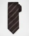Brunello Cucinelli Men's Cross Stitch Stripe Tie In Brown
