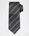Brunello Cucinelli Men's Cross Stitch Stripe Tie In Gray