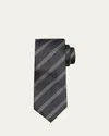 Brunello Cucinelli Men's Cross Stitch Stripe Tie In Gray