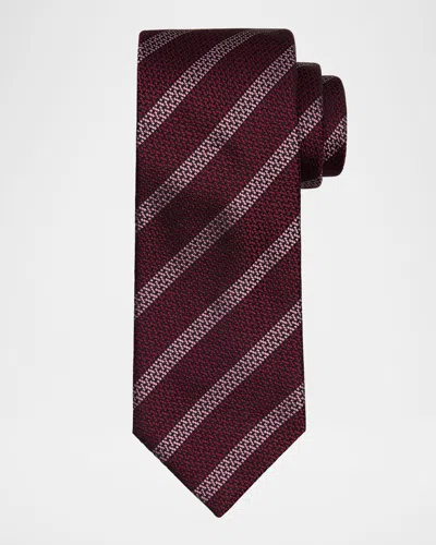 Brunello Cucinelli Men's Cross Stitch Stripe Tie In Red