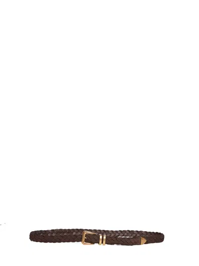 Brunello Cucinelli Men Dark Brown Reversed Calf Leather Braided Belt
