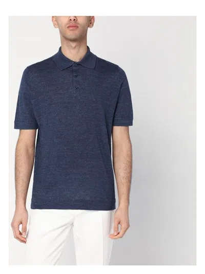 BRUNELLO CUCINELLI MEN'S DARK SHORT-SLEEVED POLO SHIRT