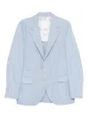 Brunello Cucinelli Linen And Wool Chevron Blazer Light Blue In Blue