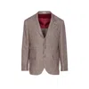 Brunello Cucinelli Houndstooth Wool Blend Single-breasted Blazer In Brown