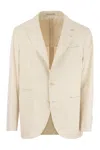 Brunello Cucinelli Men Cotton And Cashmere Deconstructed Jacket With Patch Pockets In Beige