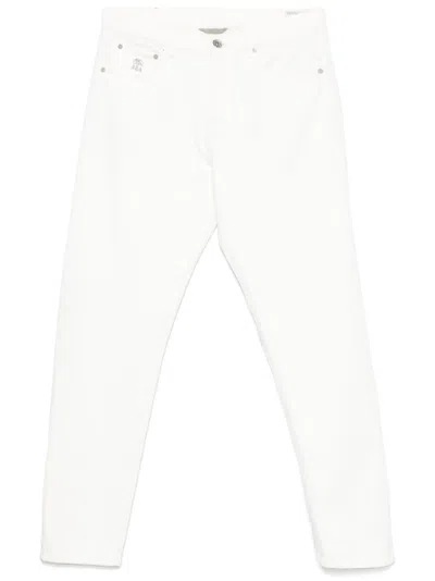 Brunello Cucinelli Cotton Denim Jeans With Belt Loops In Multicolor