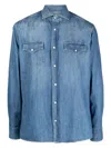 Brunello Cucinelli Button-up Cotton Denim Shirt In Blue