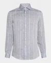 Brunello Cucinelli Men's Denim Pattern Stripe Sport Shirt In Denim Blue